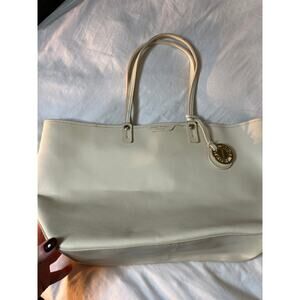 Henri Bendel West 57th tote bag in ivory saffiano leather